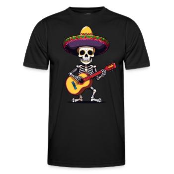 Mexican mariachi skeleton guitarist - Men's Functional T-Shirt - black - Front - AI Model Male 178 dark (178cm)