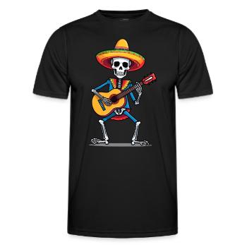 Mexican Mariachi Skeleton Guitar Fiesta - Men's Functional T-Shirt - black - Front - AI Model Male 178 dark (178cm)