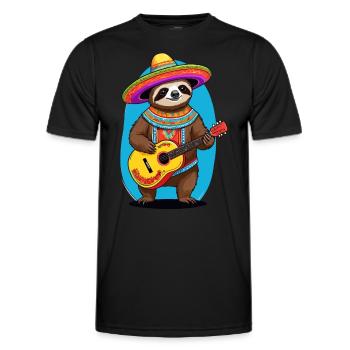 Sloth Mexican Mariachi Guitar Music - Men's Functional T-Shirt - black - Front - AI Model Male 178 dark (178cm)
