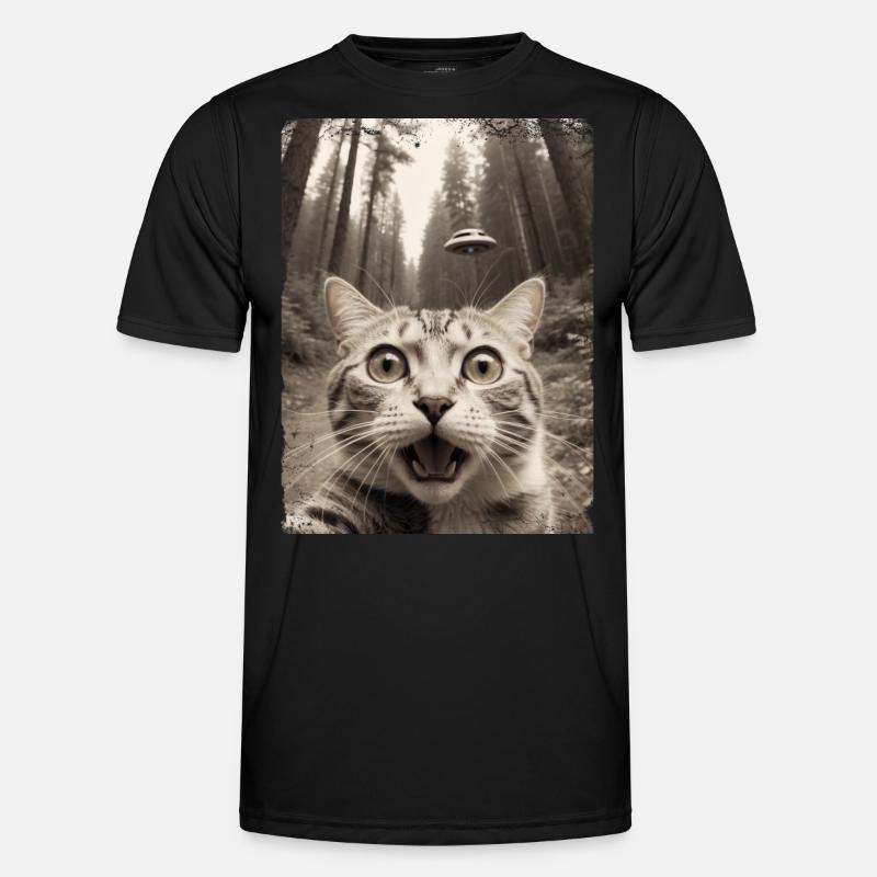Vaisseau spatial extraterrestre Selfie de chat drôle T-shirt sport Homme