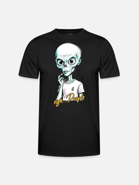 Funny Alien Saying Cigarette Smoking - Men's Functional T-Shirt - black