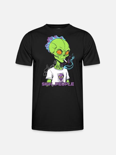Funny Alien Saying Cigarette Smoke - Men's Functional T-Shirt - black