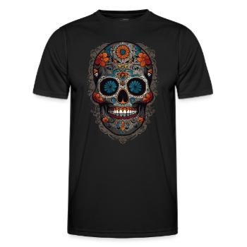 Dia De Muertos Mexico Sugar Skull Skull Design - T-shirt sport Homme - noir - Devant - AI Model Male 178 dark (178cm)