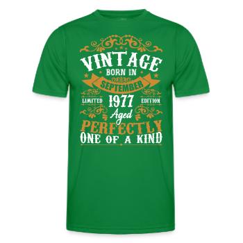 1977 September 1977 47th Anniversary Gift 1977 - Men's Functional T-Shirt - kelly green - Front - AI Model Male 178 dark (178cm)