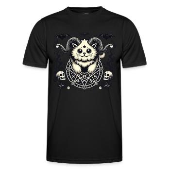 Cute Lucifer Cat Funny Cats Summoning - Men's Functional T-Shirt - black - Front - AI Model Male 178 dark (178cm)