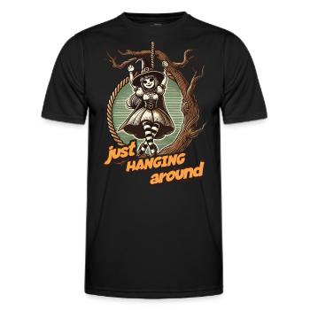 Lustiger Halloween Spruch Just Hanging Around - Männer Funktions-T-Shirt - Schwarz - Vorne - AI Model Male 178 dark (178cm)