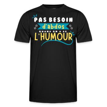 Pas besoin d'abdos quand on a de l'humour ! - T-shirt sport Homme - noir - Devant - AI Model Male 178 dark (178cm)