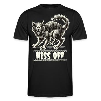 Motif de chat effrayant avec sifflement hors texte - T-shirt sport Homme - noir - Devant - AI Model Male 178 dark (178cm)