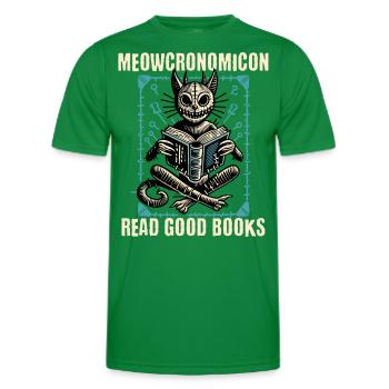 Meowcronomicon Lies Gute Bücher - Männer Funktions-T-Shirt - Kelly Green - Vorne - AI Model Male 178 dark (178cm)