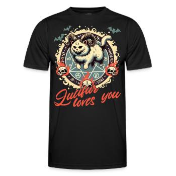 Lucifer Loves You Mystical Cat Motif - Men's Functional T-Shirt - black - Front - AI Model Male 178 dark (178cm)