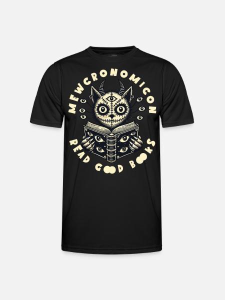 Mewcronomicon read a good book - Men's Functional T-Shirt - black