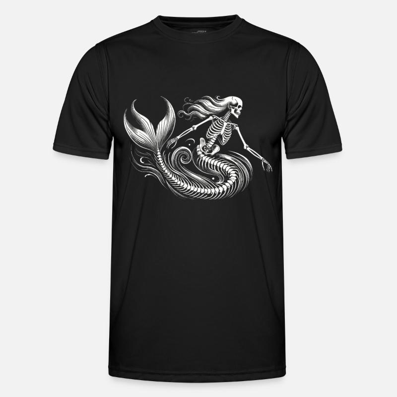 Skeleton Mermaid Mystical Art - Men's Functional T-Shirt - black