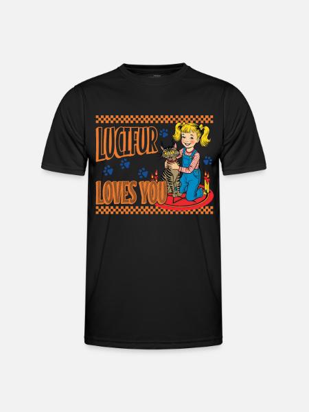 Lucifur Loves You Cat Friends - Men's Functional T-Shirt - black
