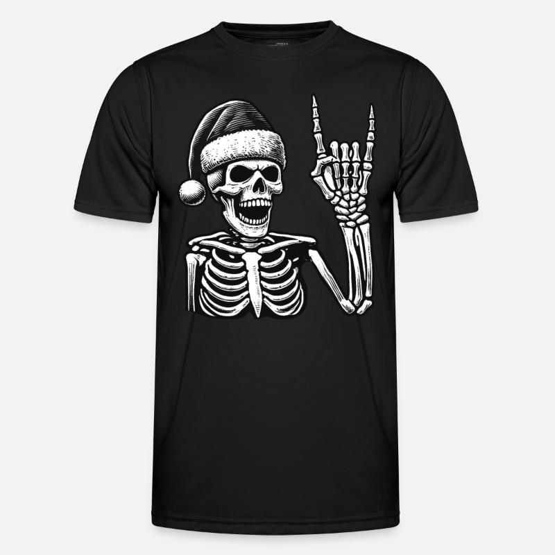 Skeleton With Santa Hat Rocks - Men's Functional T-Shirt - black