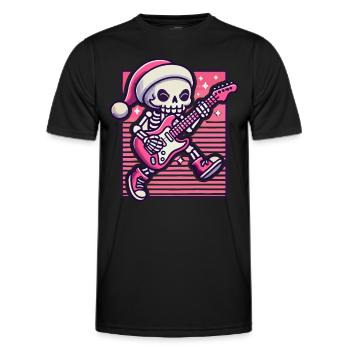 Christmas Skeleton Guitarist Rocks - Men's Functional T-Shirt - black - Front - AI Model Male 178 dark (178cm)