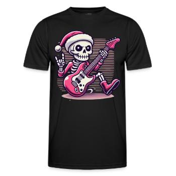 Christmas Skeleton Guitarist Rocks - Men's Functional T-Shirt - black - Front - AI Model Male 178 dark (178cm)