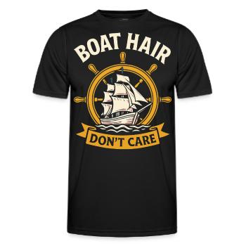 Boot Haar Don't Care Lustiger Spruch - Männer Funktions-T-Shirt - Schwarz - Vorne - AI Model Male 178 dark (178cm)