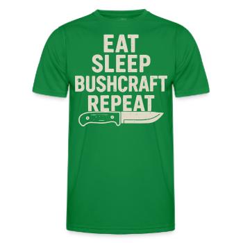 Eating Sleeping Bushcraft Repetition Prepper - Men's Functional T-Shirt - kelly green - Front - AI Model Male 178 dark (178cm)