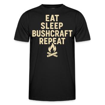 Eat Sleep Bushcraft Repetition Prepper - Men's Functional T-Shirt - black - Front - AI Model Male 178 dark (178cm)