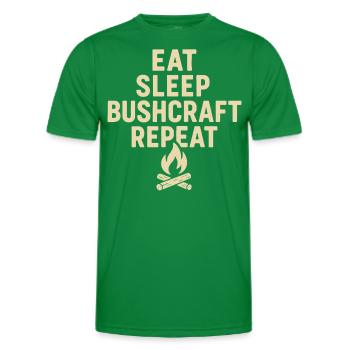 Eat Sleep Bushcraft Repetition Prepper - Men's Functional T-Shirt - kelly green - Front - AI Model Male 178 dark (178cm)