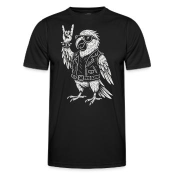 Rockmusik Lustiger Papagei Heavy Metal Vibes - Männer Funktions-T-Shirt - Schwarz - Vorne - AI Model Male 178 dark (178cm)