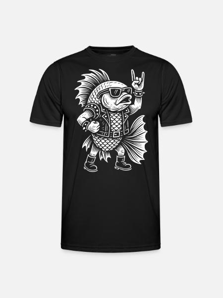 Metal Music Rock Humor Guppy Fish - Men's Functional T-Shirt - black