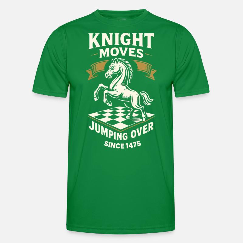Ritter Bewegt Sich Und Springt Über Schachspieler Männer Funktions-T-Shirt