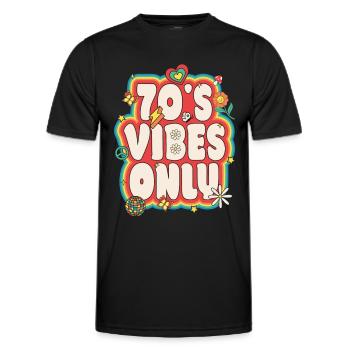 70er Kostüm 70s Styles 1970er Outfit 70er Disco - Männer Funktions-T-Shirt - Schwarz - Vorne - AI Model Male 178 dark (178cm)