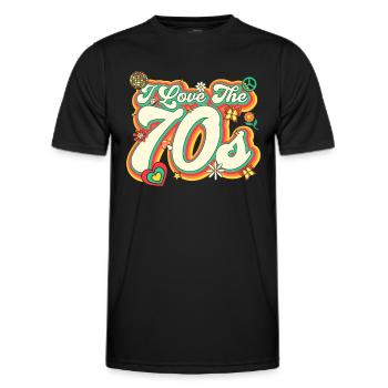 70er Kostüm 70s Styles 1970er Outfit 70er Disco - Männer Funktions-T-Shirt - Schwarz - Vorne - AI Model Male 178 dark (178cm)
