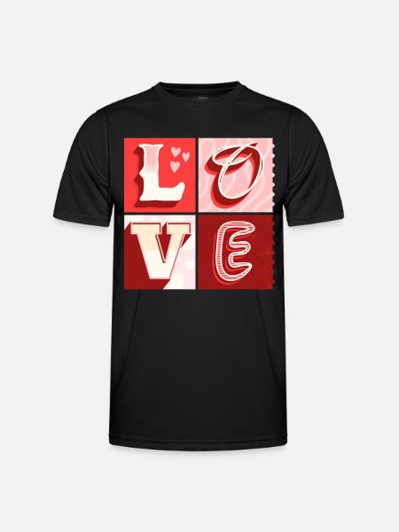 Amore Amore Scrittura Cuore Partner Coppia Innamorata - Maglietta sportiva per uomo - nero