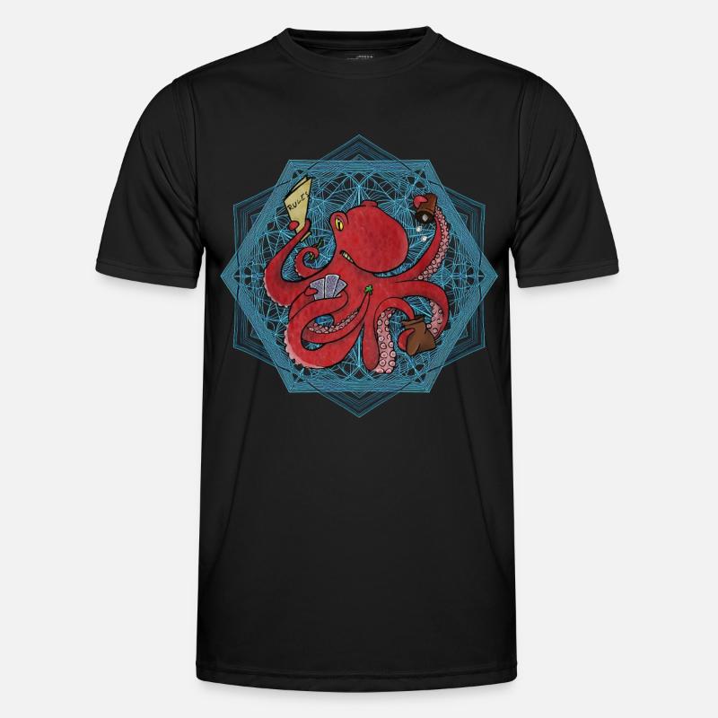 Board Game Card Game Drafting Dice Octopus Red Men's Functional T-Shirt