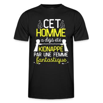Kidnappé par une femme fantastique ! - T-shirt sport Homme - noir - Devant - AI Model Male 178 dark (178cm)