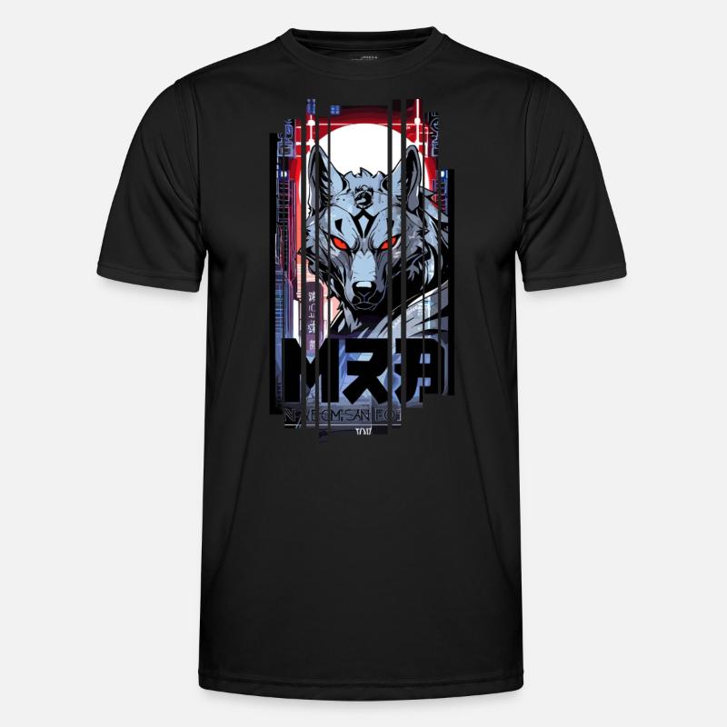 Silver Wolf Cyborg Geometric - Men's Functional T-Shirt - black