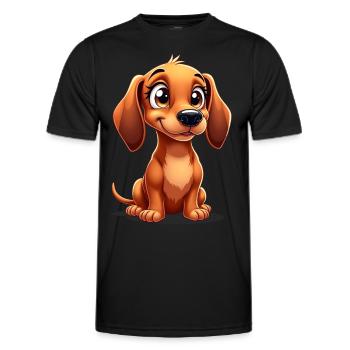 Süßer Dackel - Drolliger Dachshund - Männer Funktions-T-Shirt - Schwarz - Vorne - AI Model Male 178 dark (178cm)