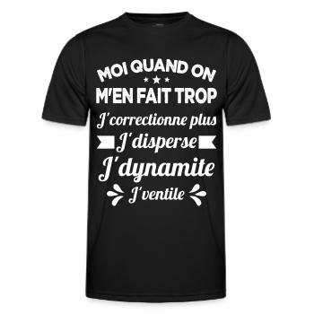 Tontons Flingueurs J'dynamite J'disperse J'ventile - T-shirt sport Homme - noir - Devant - AI Model Male 178 dark (178cm)