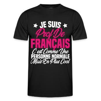 Je suis prof de français Cadeau Prof - T-shirt sport Homme - noir - Devant - AI Model Male 178 dark (178cm)
