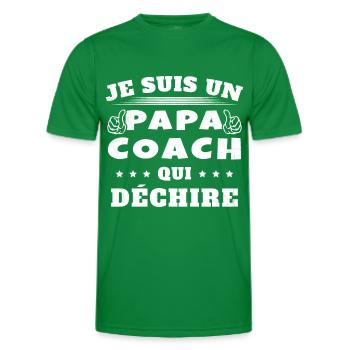 Papa Coach Qui Déchire Humour Cadeau Sportif - T-shirt sport Homme - vert - Devant - AI Model Male 178 dark (178cm)