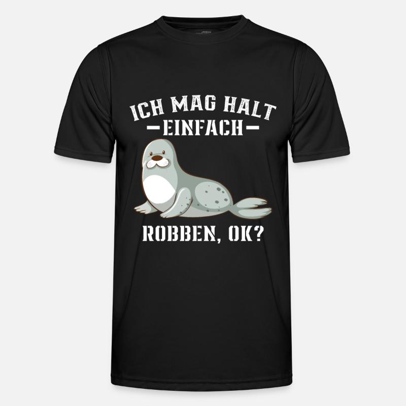 Robbe - Ich mag halt einfach Robben Ok? - Männer Funktions-T-Shirt - Schwarz