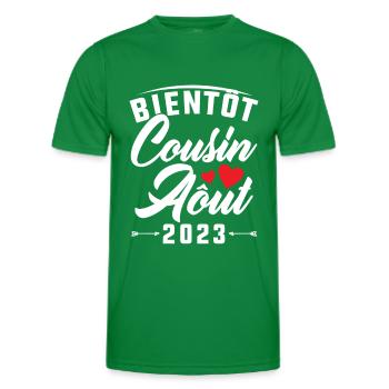 Bald Cousine August 2023 Schwangerschaftsankündigung - Männer Funktions-T-Shirt - Kelly Green - Vorne - AI Model Male 178 dark (178cm)