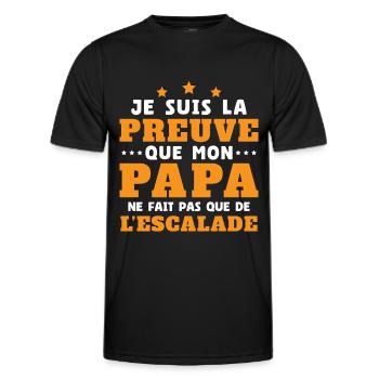 Preuve que papa ne fait pas que de l'escalade - T-shirt sport Homme - noir - Devant - AI Model Male 178 dark (178cm)