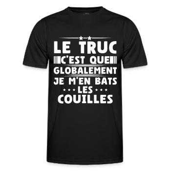 Globalement je m'en bats les couilles - T-shirt sport Homme - noir - Devant - AI Model Male 178 dark (178cm)