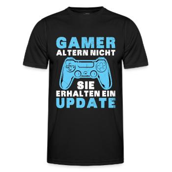Gamer Altern Nicht Sie Erhalten Ein Update Zocker - Männer Funktions-T-Shirt - Schwarz - Vorne - AI Model Male 178 dark (178cm)