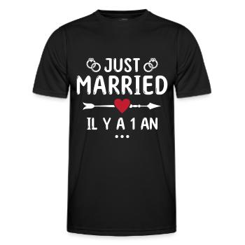 Geschenk zum Hochzeitstag 1 Jahr Hochzeit aus Baumwolle - Männer Funktions-T-Shirt - Schwarz - Vorne - AI Model Male 178 dark (178cm)