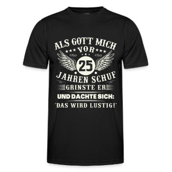 25. Geburtstag Als gott mich vor 25 jahren schuf - Männer Funktions-T-Shirt - Schwarz - Vorne - AI Model Male 178 dark (178cm)