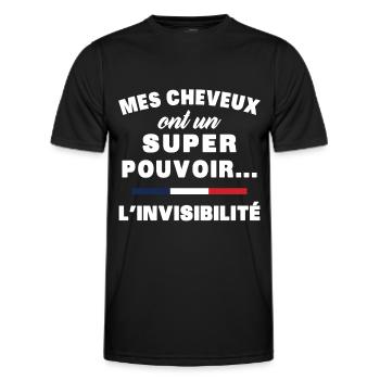 mes cheveux homme humour cheveux super pouvoir - T-shirt sport Homme - noir - Devant - AI Model Male 178 dark (178cm)
