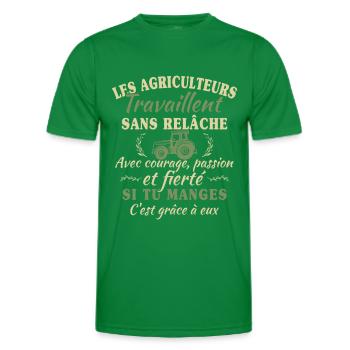Les agriculteurs travaillent sans relâche - cadeau - T-shirt sport Homme - vert - Devant - AI Model Male 178 dark (178cm)