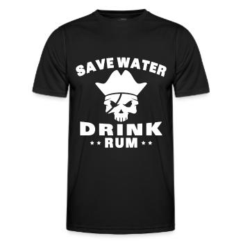 Économiser de l’eau, boire du rhum - T-shirt sport Homme - noir - Devant - AI Model Male 178 dark (178cm)