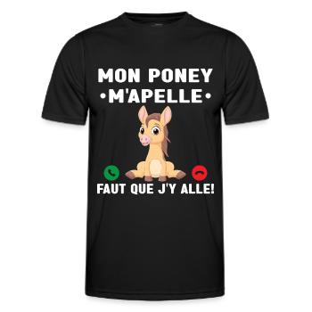Mon Poney M'Apelle Pilote De Poney Cadeau Poney - T-shirt sport Homme - noir - Devant - AI Model Male 178 dark (178cm)