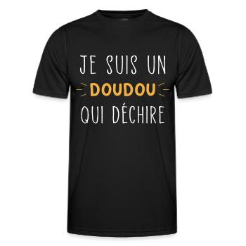 Je suis un Doudou qui déchire Humour Doudou - T-shirt sport Homme - noir - Devant - AI Model Male 178 dark (178cm)