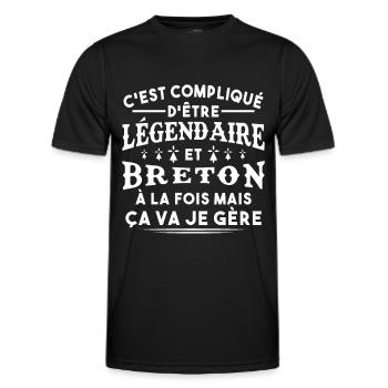 Légendaire et Breton - T-shirt sport Homme - noir - Devant - AI Model Male 178 dark (178cm)